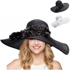 7.1" wide Brim Ribbon Mesh Mujers Kentucky Derby Ascot Church Wedding Event Hat  eb-40510602